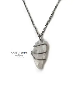 خرید گردنبند بلور کوارتز خالص و اصل و معدنی A441 راف | سنگشو