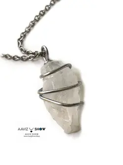 خرید گردنبند بلور کوارتز خالص و اصل و معدنی A441 راف | سنگشو