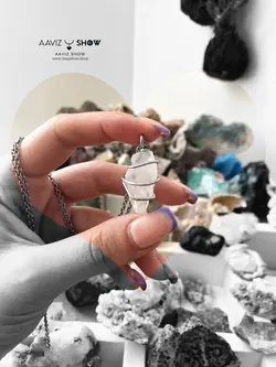 خرید گردنبند بلور کوارتز خالص و اصل و معدنی A441 راف | سنگشو