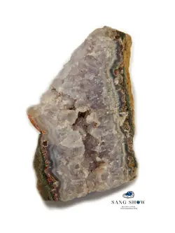 ژئود آمیتیست زیبا بر بستر عقیق کبود و رو‌ رشدی کوارتز معدنی S552