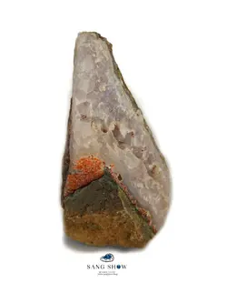 ژئود آمیتیست زیبا بر بستر عقیق کبود و رو‌ رشدی کوارتز معدنی S552