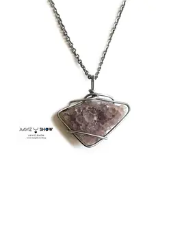 گردنبند آمیتیست پر رنگ و زیبا نمونه معدنی و راف A426 سنگشو