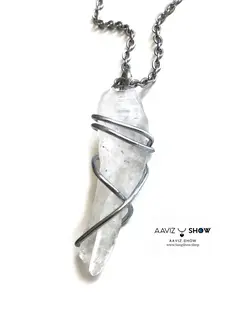 خریدگردنبند کریستال کوارتز معدنی و شفاف زیبا A422راف|سنگشو