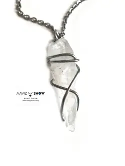 خریدگردنبند کریستال کوارتز معدنی و شفاف زیبا A422راف|سنگشو