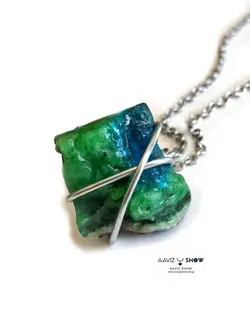 گردنبند سنگ آپاتیت Apatite سبز و آبی استثنایی و انحصاری A414