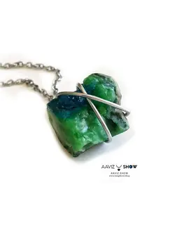 گردنبند سنگ آپاتیت Apatite سبز و آبی استثنایی و انحصاری A414