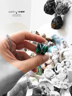 گردنبند سنگ آپاتیت Apatite سبز و آبی استثنایی و انحصاری A414