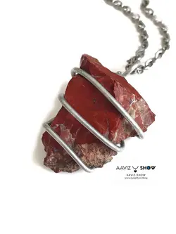 خرید گردنبند جاسپر قرمز اصل و راف و معدنی A412 راف | سنگشو