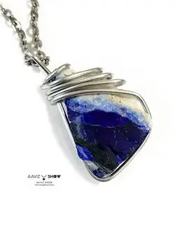 خریدگردنبند ابسیدین آبی راف با فرم استثنایی A399راف|سنگشو