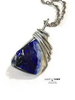 خریدگردنبند ابسیدین آبی راف با فرم استثنایی A399راف|سنگشو