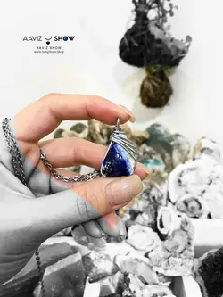 خریدگردنبند ابسیدین آبی راف با فرم استثنایی A399راف|سنگشو