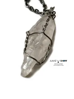 خریدآویز کریستال کوارتز معدنی با بافت مفتولی زیبا A384سنگشو