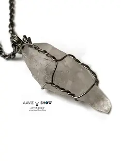 خریدآویز کریستال کوارتز معدنی با بافت مفتولی زیبا A384سنگشو