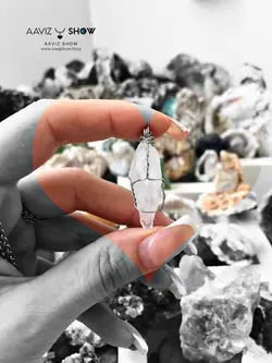 خریدآویز کریستال کوارتز معدنی با بافت مفتولی زیبا A384سنگشو