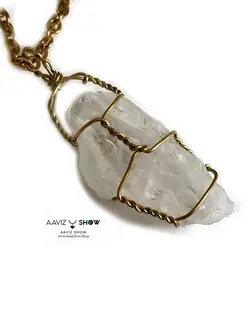 خرید گردنبند کوارتز راف با بافت مفتولی ویژه A379 راف | سنگشو