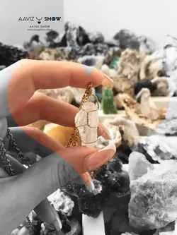 خرید گردنبند کوارتز راف با بافت مفتولی ویژه A379 راف | سنگشو