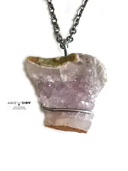 تهیه و خریدگردنبند سنگ راف آمیتیست با فرم ویژه A225راف|سنگشو