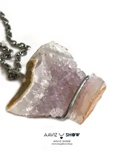 تهیه و خریدگردنبند سنگ راف آمیتیست با فرم ویژه A225راف|سنگشو
