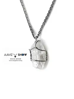 گردنبند کریستال کوارتز استثنایی و معدنی با بافت ویژه A218راف