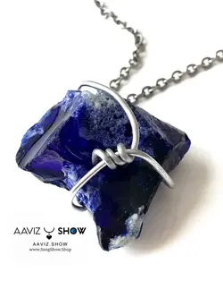 خرید آویز ابسیدین آبی معدنی با فرم ویژه A203 معدنی | سنگشو