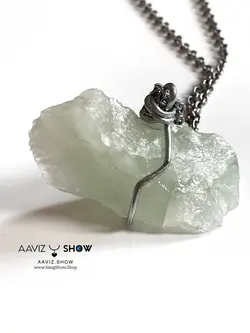 گردنبند سنگ پرازیولیت ( آمیتیست سبز ) معدنی و کمیاب A138