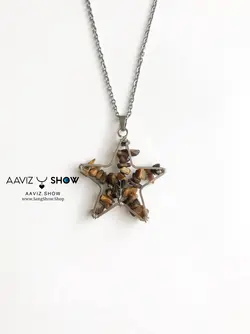 مشخصات و خرید گردنبند سنگ چشم ببر با فرم ستاره A109 سنگشو