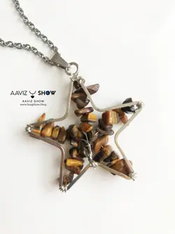 مشخصات و خرید گردنبند سنگ چشم ببر با فرم ستاره A109 سنگشو