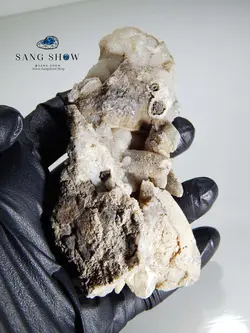 خرید سنگ کلسیت مخروطی با همرشدی کوارتز شکری S308 اصل | سنگشو