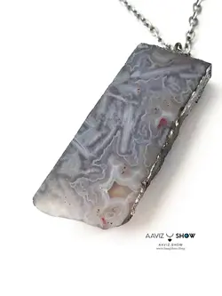 گردنبند سنگ عقیق رتایل سلیمانی ویژه و اصل و معدنی A481 سنگشو