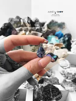 گردنبند سنگ سودالیت اصل و معدنی برزیل با بافت ویژه A477سنگشو