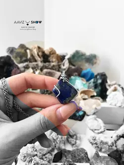 گردنبند سنگ لاجورد اصل و معدنی افغان پیریت دار A486راف|سنگشو
