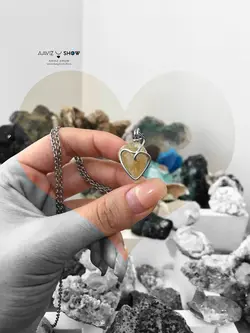 آویز کریستال سیترین معدنی با بافت مفتولی قلب S504 سنگشو