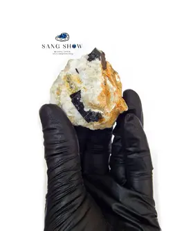 خرید سنگ تورمالین سیاه شورل بر روی بستر میکا S609 راف|سنگشو