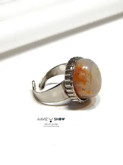 انگشتر سنگ عقیق نارنجی رتایل با رکاب برنج و فری سایز نمونه اصل R5