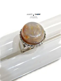 انگشتر سنگ عقیق نارنجی رتایل با رکاب برنج و فری سایز نمونه اصل R5