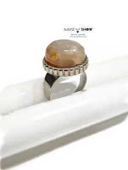 انگشتر سنگ عقیق نارنجی رتایل با رکاب برنج و فری سایز نمونه اصل R5