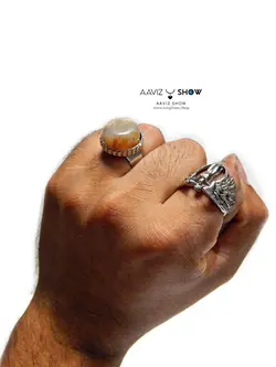 انگشتر سنگ عقیق نارنجی رتایل با رکاب برنج و فری سایز نمونه اصل R5