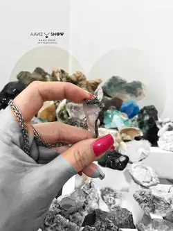 گردنبند رز کوارتز با اصالت و معدنی نمونه راف A529راف سنگشو