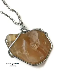 گردنبند کارنلین استثنایی و زیبا نمونه راف و معدنی A533 سنگشو