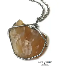 گردنبند کارنلین استثنایی و زیبا نمونه راف و معدنی A533 سنگشو