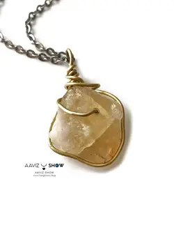 خرید آویز سنگ سیترین نمونه راف و اصل و معدنی A557راف | سنگشو