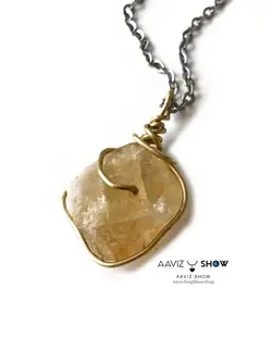 خرید آویز سنگ سیترین نمونه راف و اصل و معدنی A557راف | سنگشو