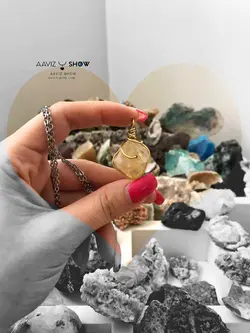 خرید آویز سنگ سیترین نمونه راف و اصل و معدنی A557راف | سنگشو