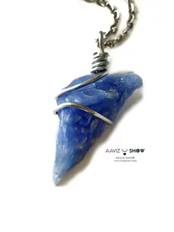 گردنبند کوارتز آبی blue quartz اصل و معدنی نمونه راف و انحصاری A548