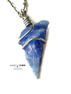 گردنبند کوارتز آبی blue quartz اصل و معدنی نمونه راف و انحصاری A548