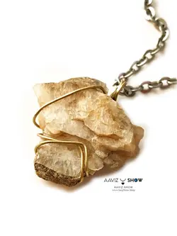 آویز سنگ موسکوویت انحصاری نارنجی نمونه اصل و معدنی A589سنگشو