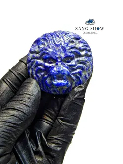 کاروینگ شیر ( مجسمه ) از سنگ لاجورد افغانستان نمونه تراش دست و معدنی K05