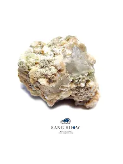 کریستال سلنایت زیبا شفاف بر روی بستر با همرشدی سلستین زیبا S691