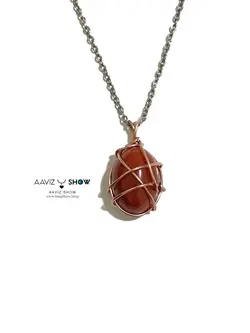 آویز عقیق کارنلین نمونه زیبا و معدنی و پولیش شده A652سنگشو