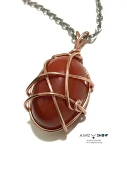 آویز عقیق کارنلین نمونه زیبا و معدنی و پولیش شده A652سنگشو